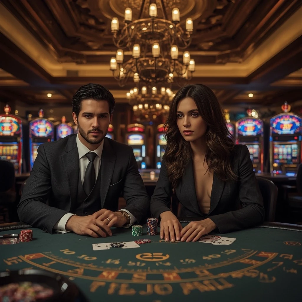 Deux joueurs de poker dans un Casino Intense